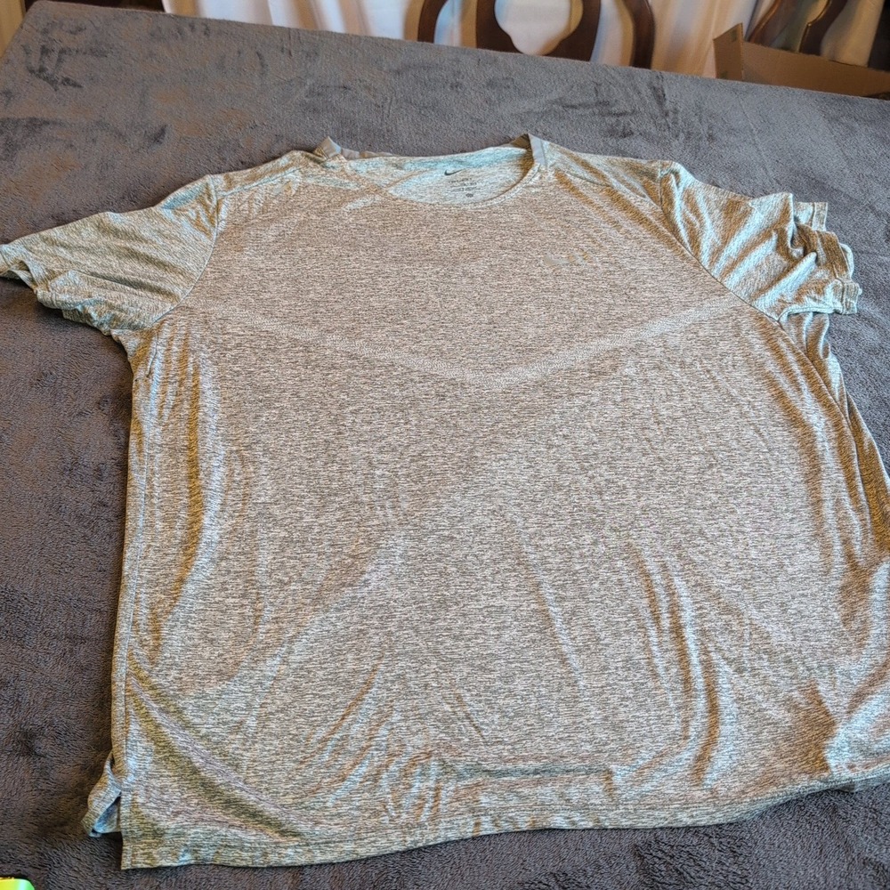 Nike Running Dri-FIT Shirt Mens XXL Grey Heathered Short Sleeve Training Top
